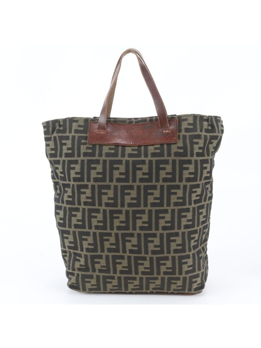 Fendi Zucca Leather Canvas Tote Shoulder Business